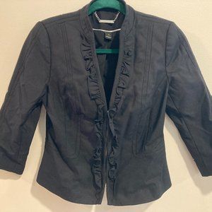WHBM Black Ruffle Jacket - Size 4
